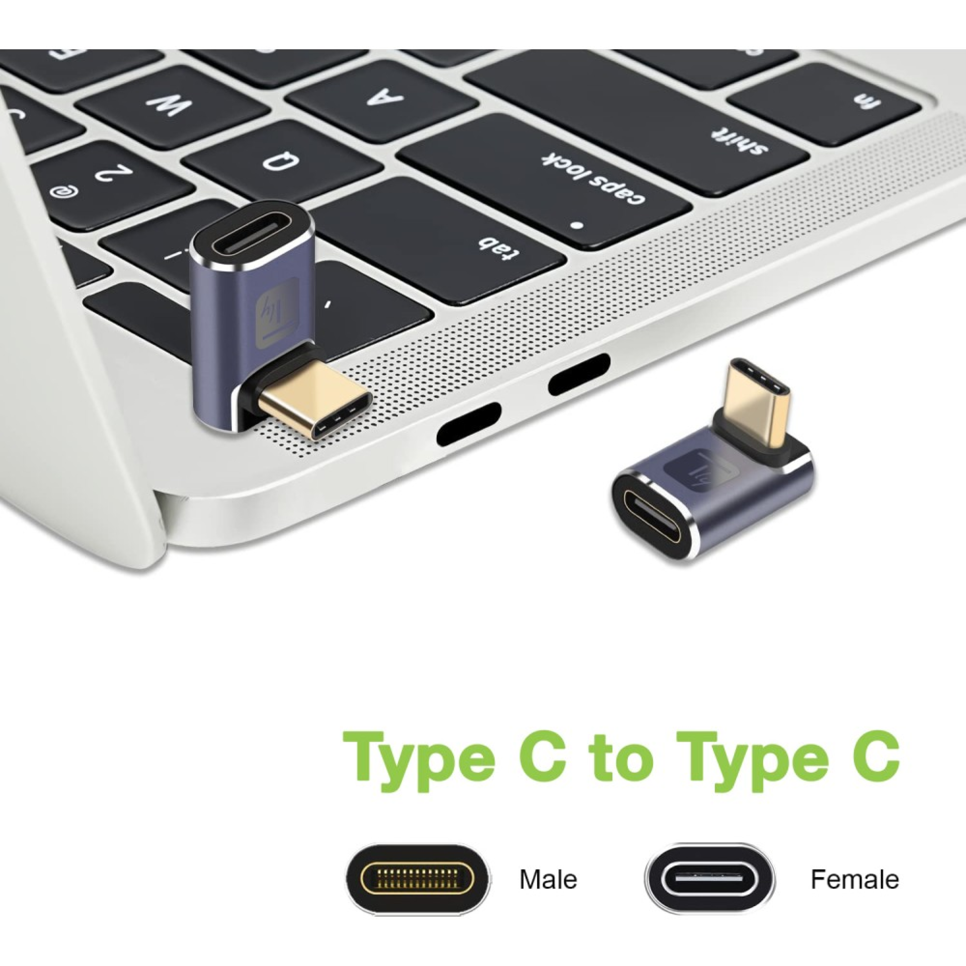Techly USB-C Adapter Stecker/Buchse 90° gewinkelt 40Gbps 4K und 8K