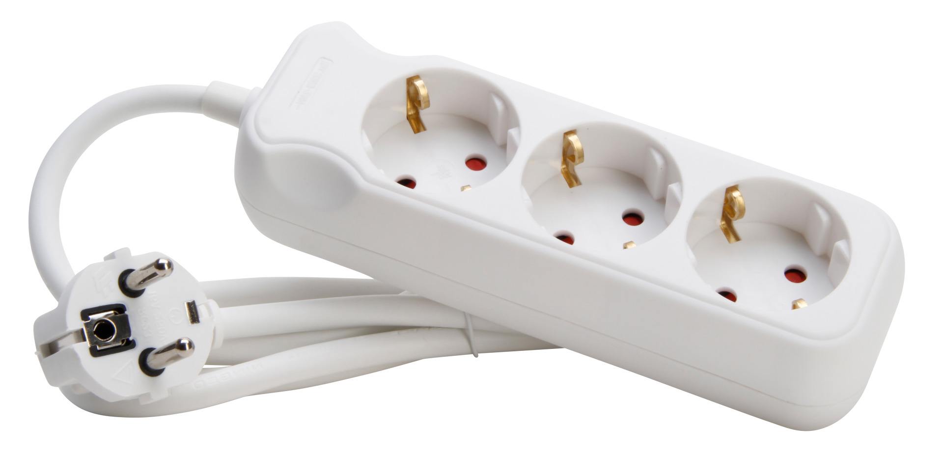 Socket Strip 3 x Protective Contact with Switch, White