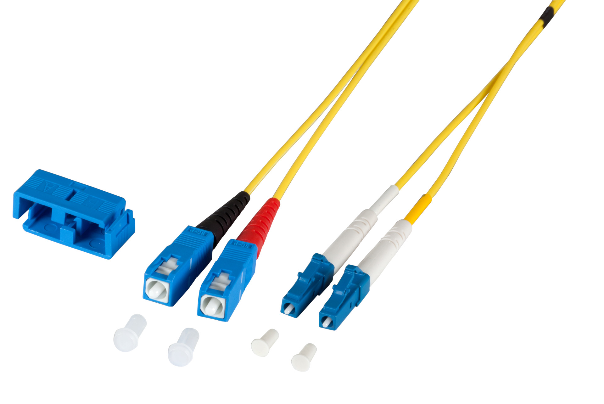 Duplex Jumper LC-SC 9/125µ, OS2, LSZH, gelb, 2.0mm, 0,5m