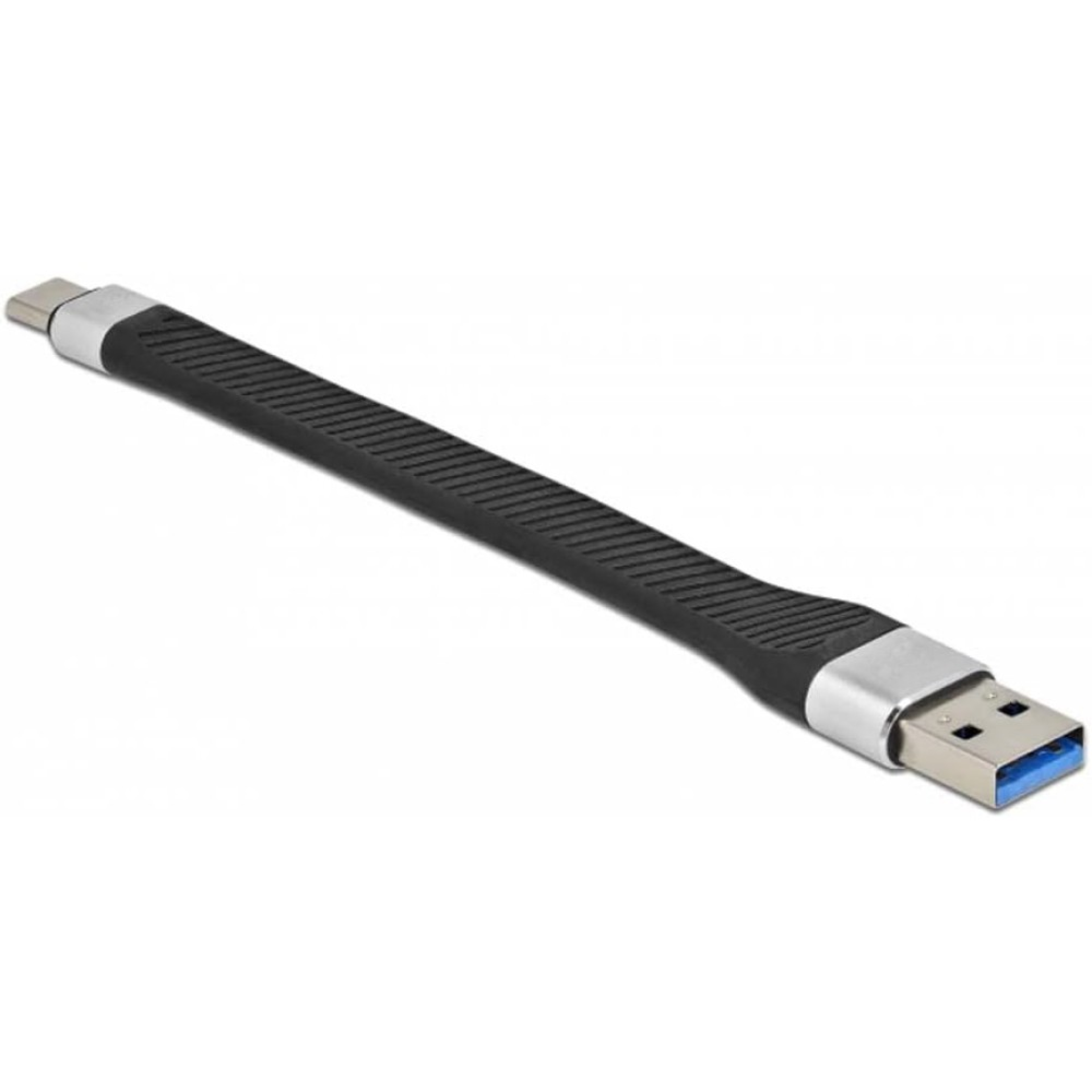 Techly USB-C Stecker auf USB-A Stecker, kurz, flaches FPC Schnellladekabel
