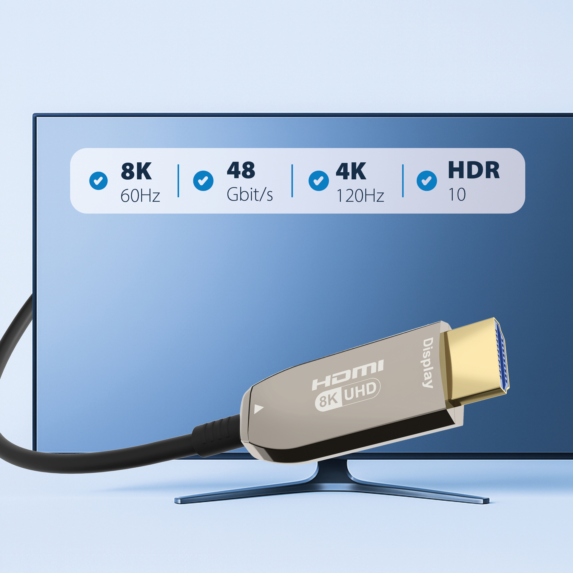 HDMI Glasfaserkabel AOC aktiv 8K60Hz 48 Gbit/s 10m schwarz komp.mit HDMI 2.1/2.0