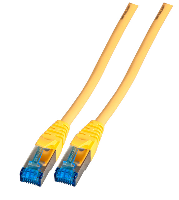 RJ45 Patch cable S/FTP, Cat.6A, TPE superflex, 0.15m, yellow