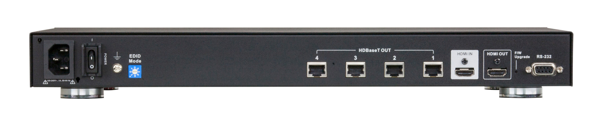 4-Port HDMI™ CAT5e/6 Splitter over Single Cat Cable, 4K / RS232 / HDBaseT