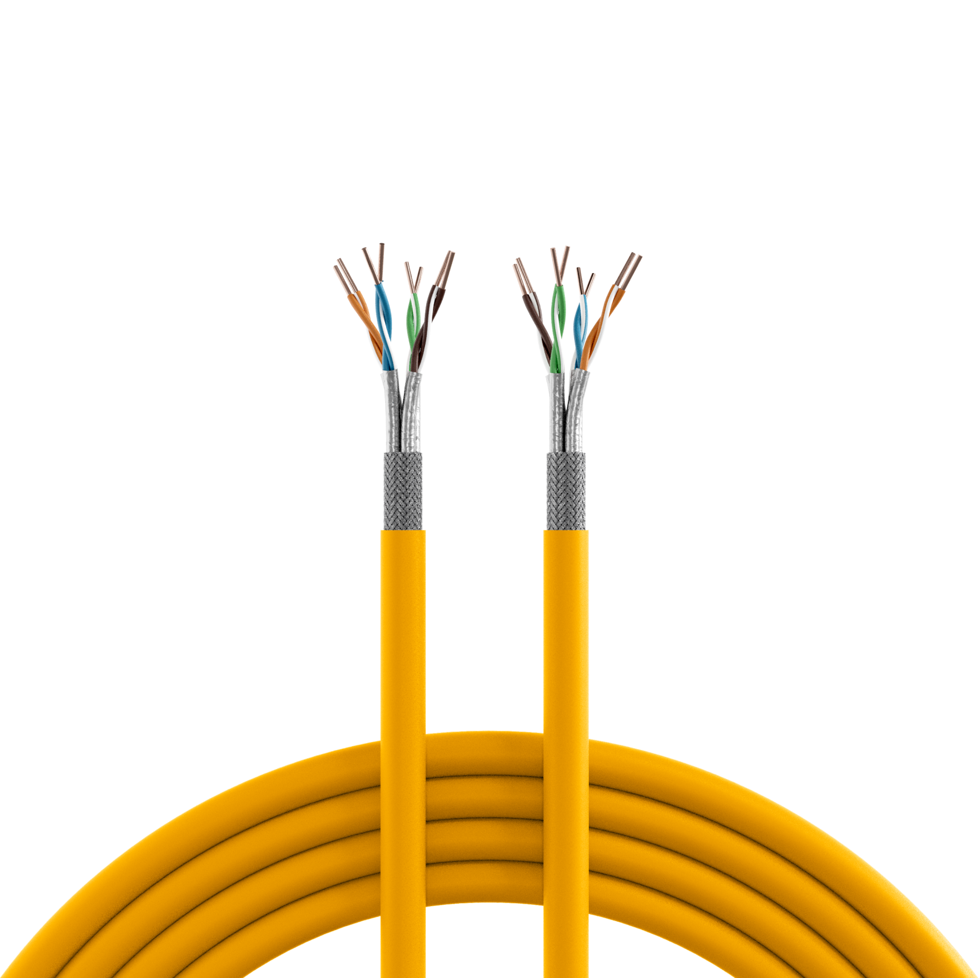 INFRALAN Cat.7A 1500 AWG22 S/FTP 2x4P CPR Cca melon yellow RAL1028, 500m