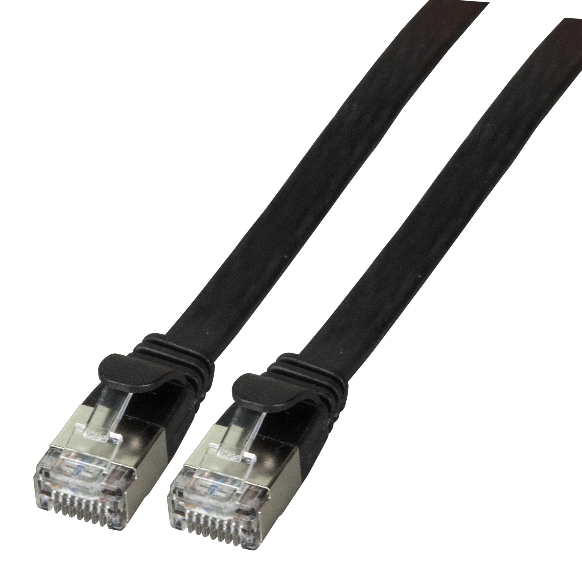 RJ45 Flachpatchkabel U/FTP, Cat.6A, PVC, 1m, schwarz