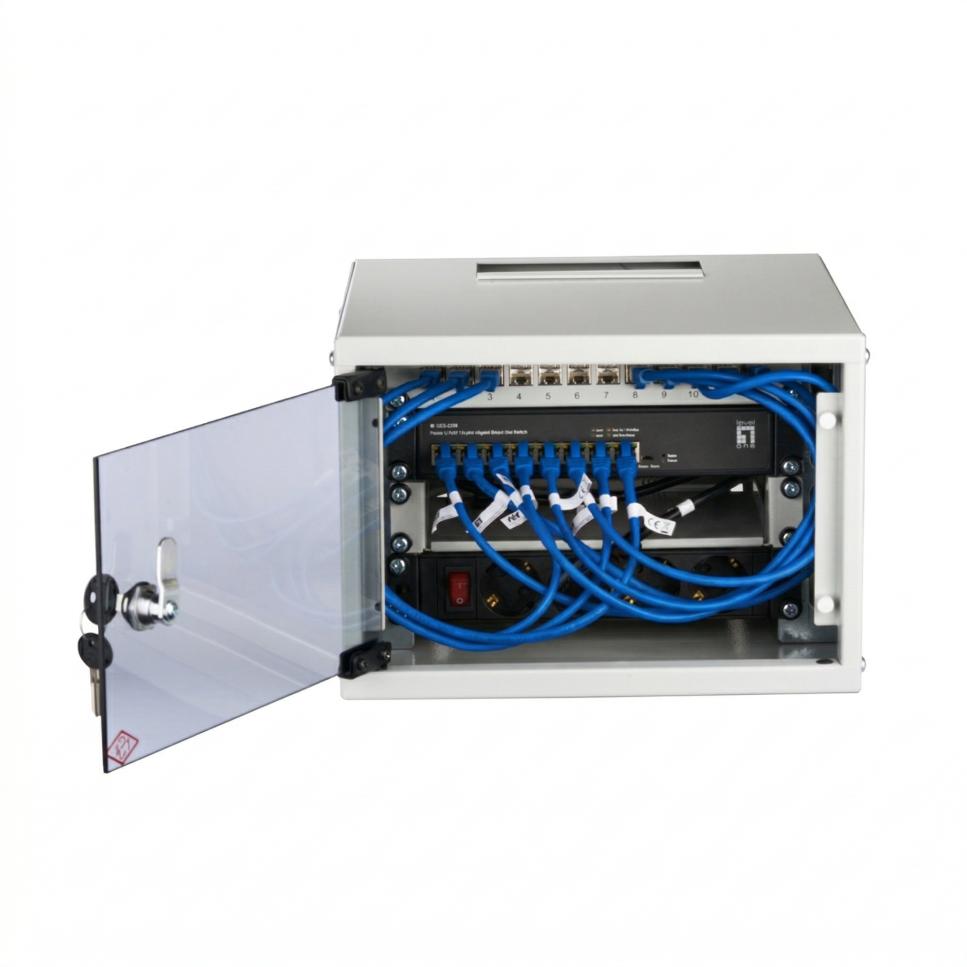 Set 10“ 4 HE Wandgehäuse grau RAL7035, inkl. Zubehör zur Selbstmontage