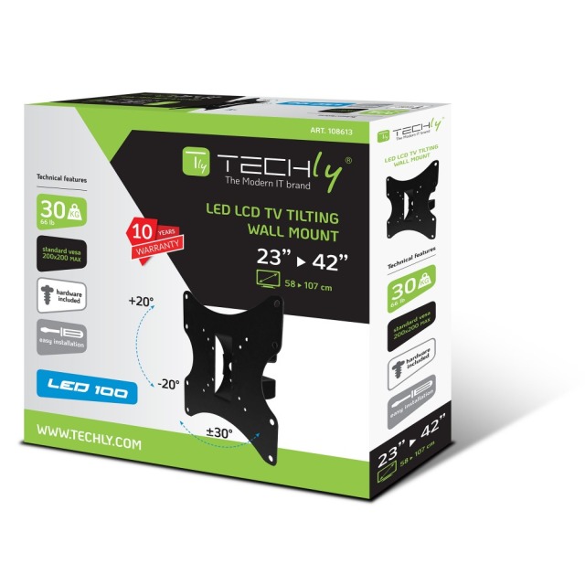 Wandhalterung für 1 LCD TV LED 23"-42", neigbar, schwarz