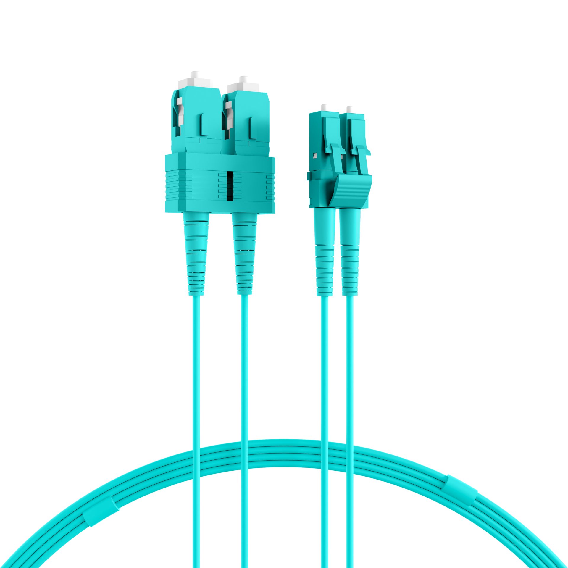 Duplex Patchcable LC-SC OM3 10m LSZH 1,2mm aqua