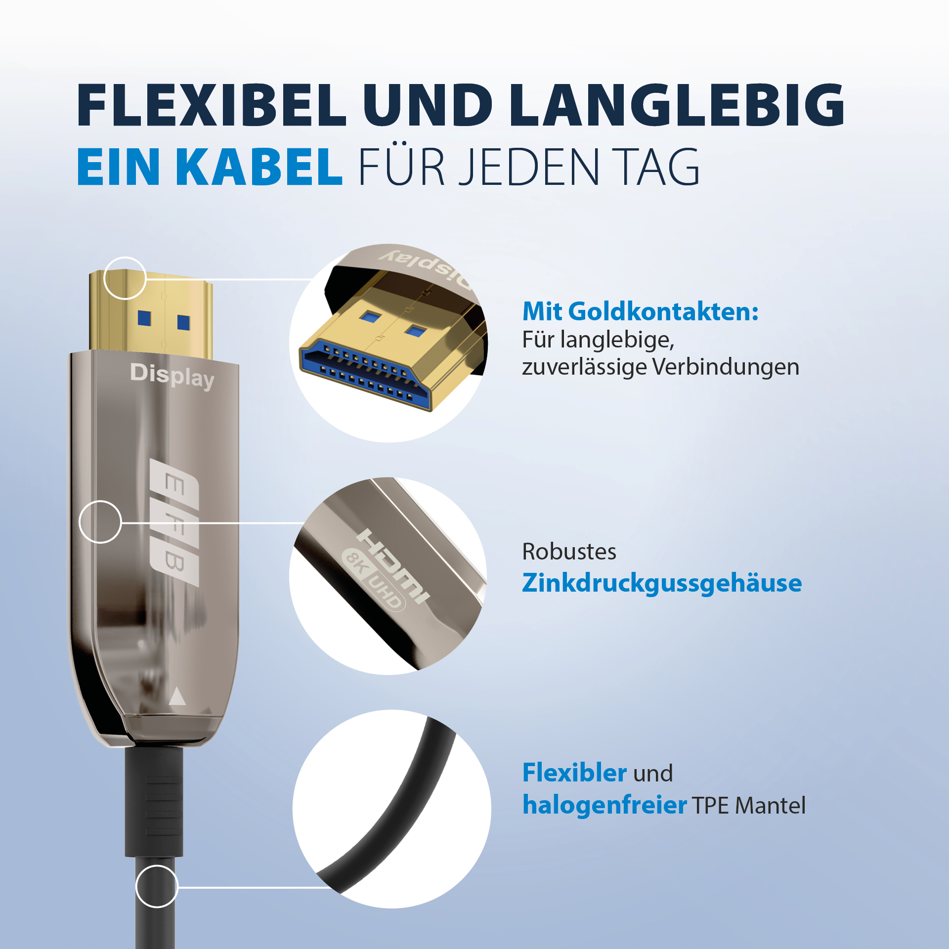 HDMI Glasfaserkabel AOC aktiv 8K60Hz 48 Gbit/s 20m schwarz komp.mit HDMI 2.1/2.0