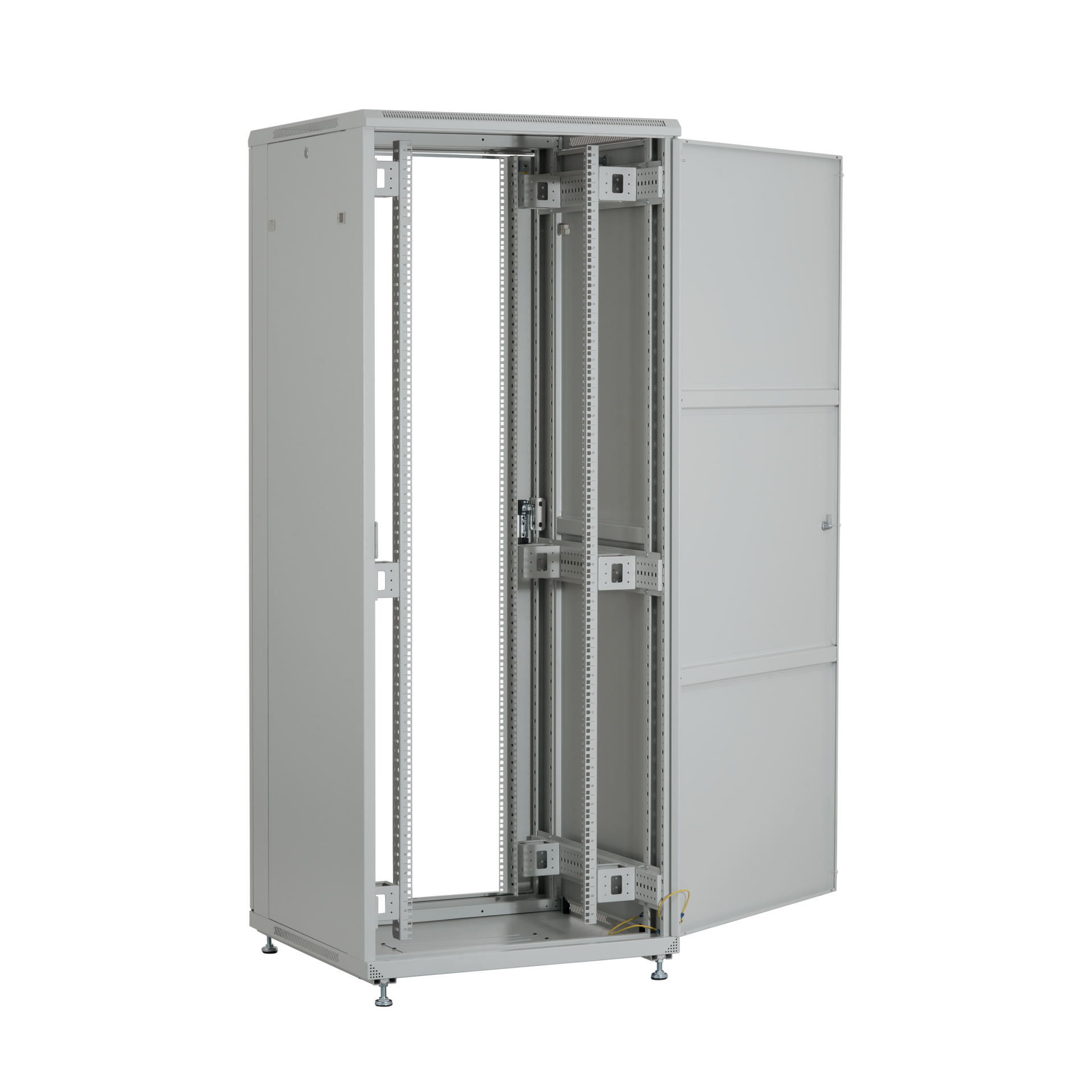 19'' Netzwerkschrank PEL 24HE 600x600 RAL7035,Front Glas 1-tlg.,Rück Stahl 1-tlg