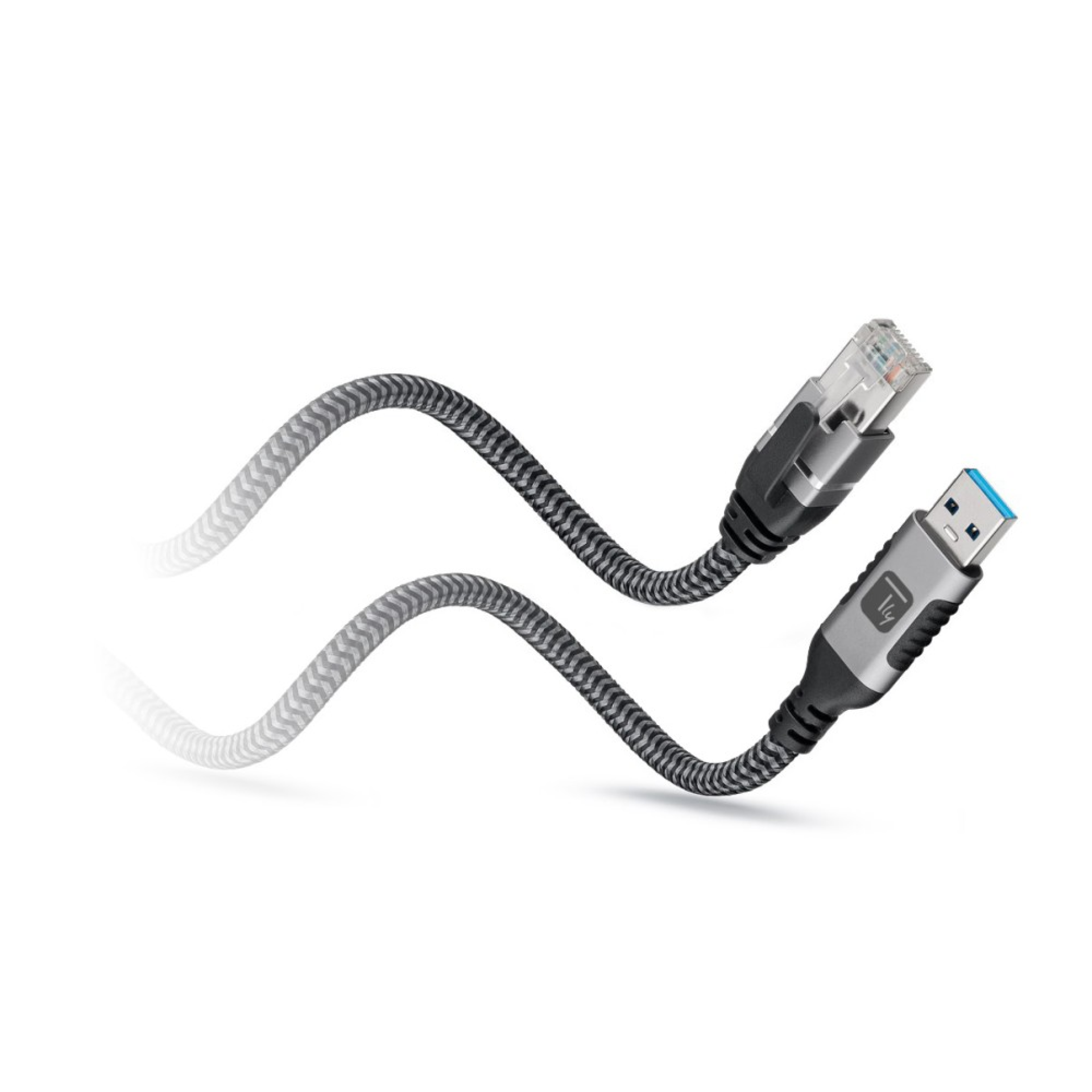 USB 3.0 Ethernet-Kabel, A/M zu RJ45/M, 1m, 1 Gbit/s aktiv schwarz/silber