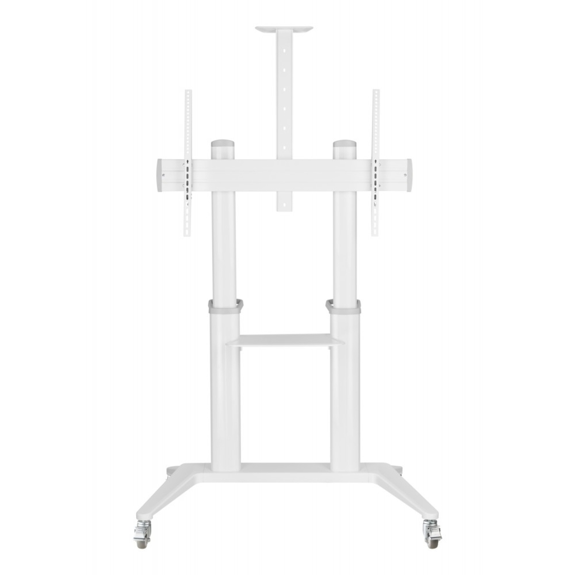 Ultra modern TV trolley made of aluminium, white, for TVs from 70" to 120"