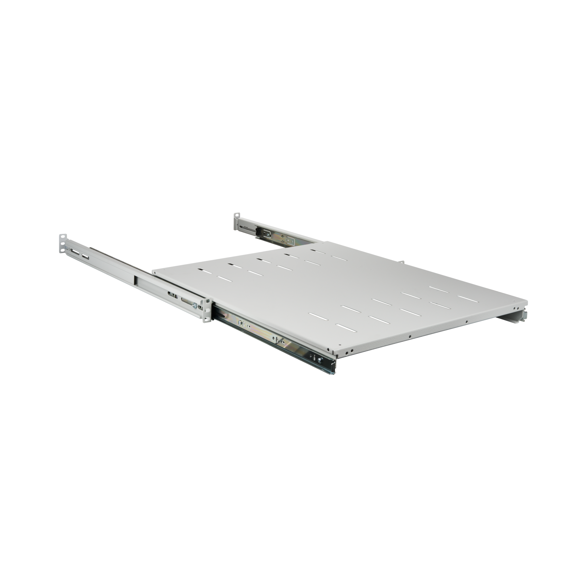 19" 1HE Fachboden ausziehbar, ET 408..612 mm, 30 kg, ST 600, RAL7035