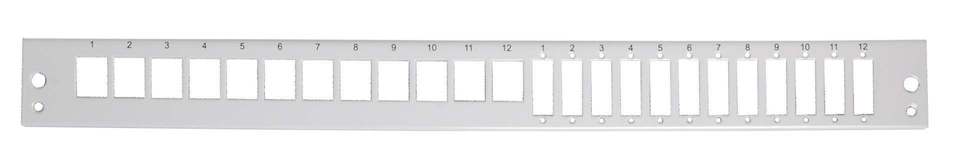 Frontplatte 1HE 12x Keystone + 12x SC- Simplex, RAL7035