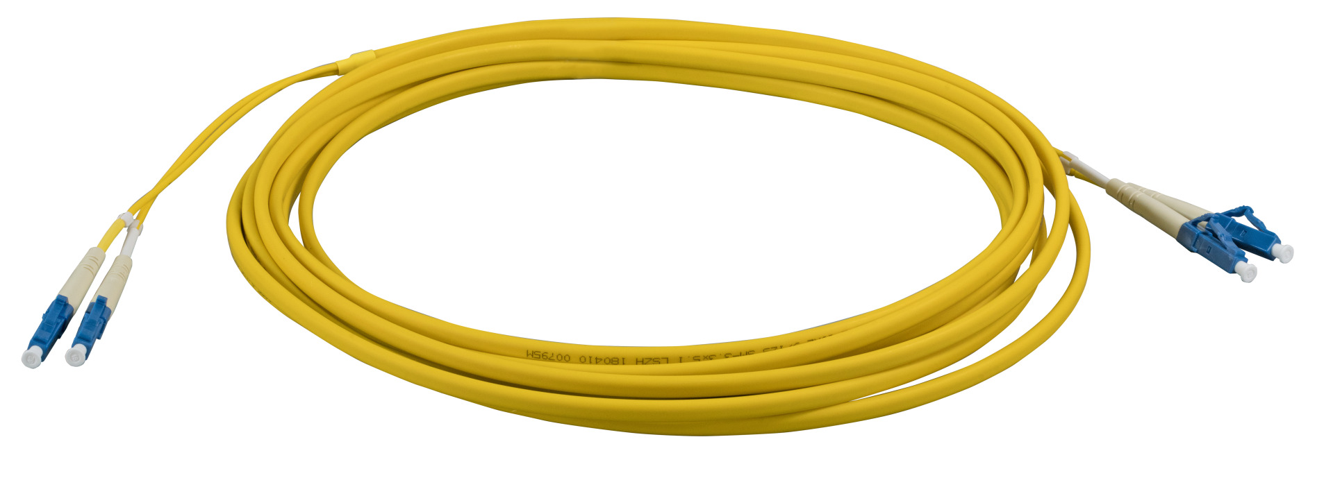 INFRALAN® Duplex Jumper LC-LC 9/125µ, OS2, LSZH, yellow, Flat Twin 3x5mm, 0,5m