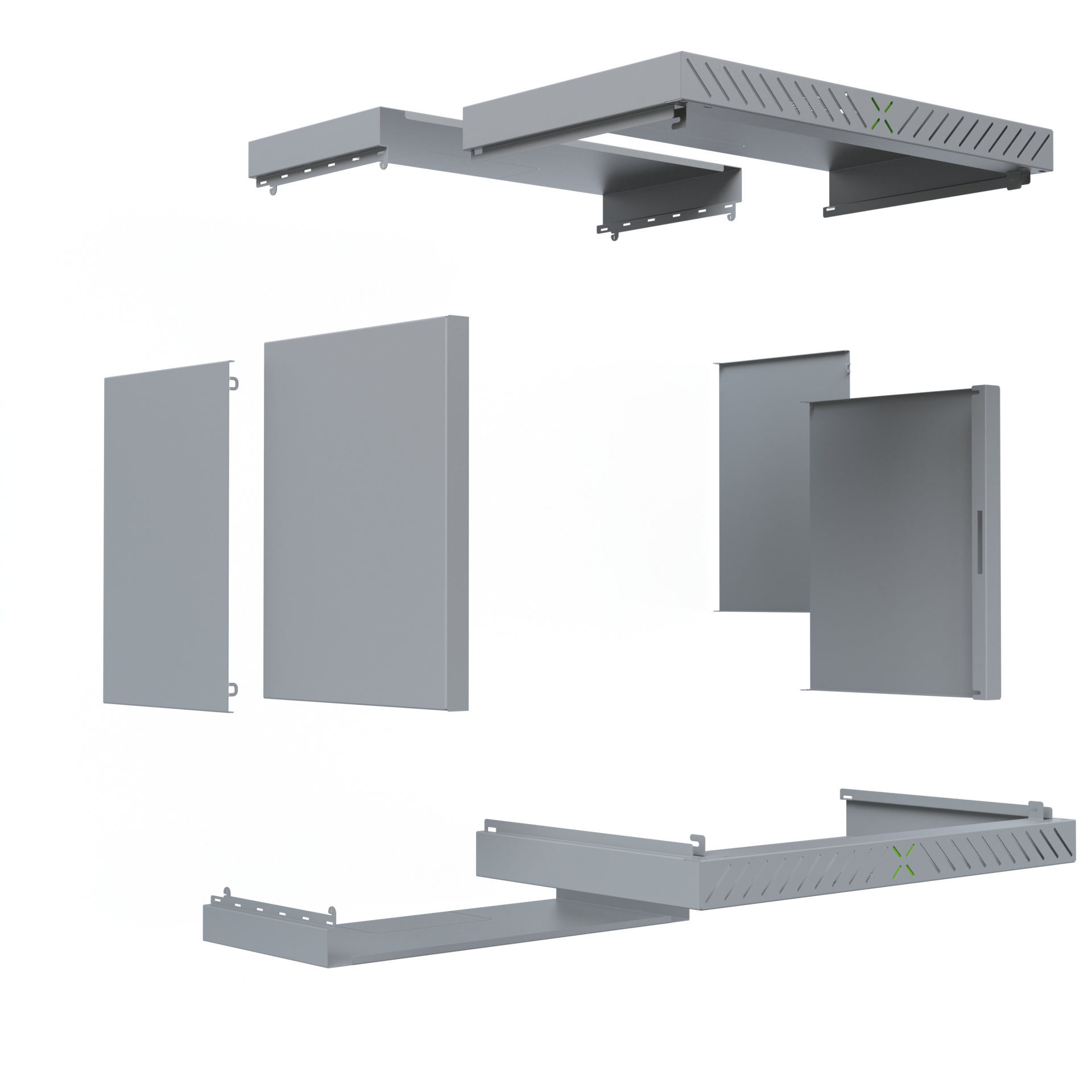 Verkleidung für X-Rack Wandgehäuse ohne Tür 9HE grau RAL7035 2/3