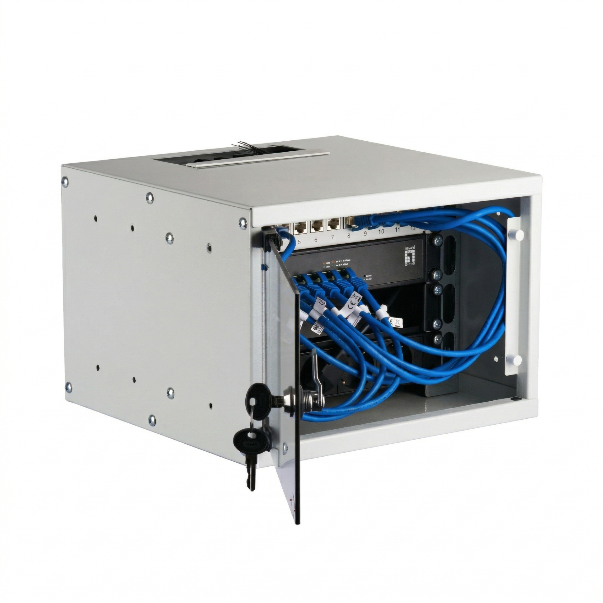 Set 10“ 4 HE Wandgehäuse grau RAL7035, inkl. Zubehör zur Selbstmontage