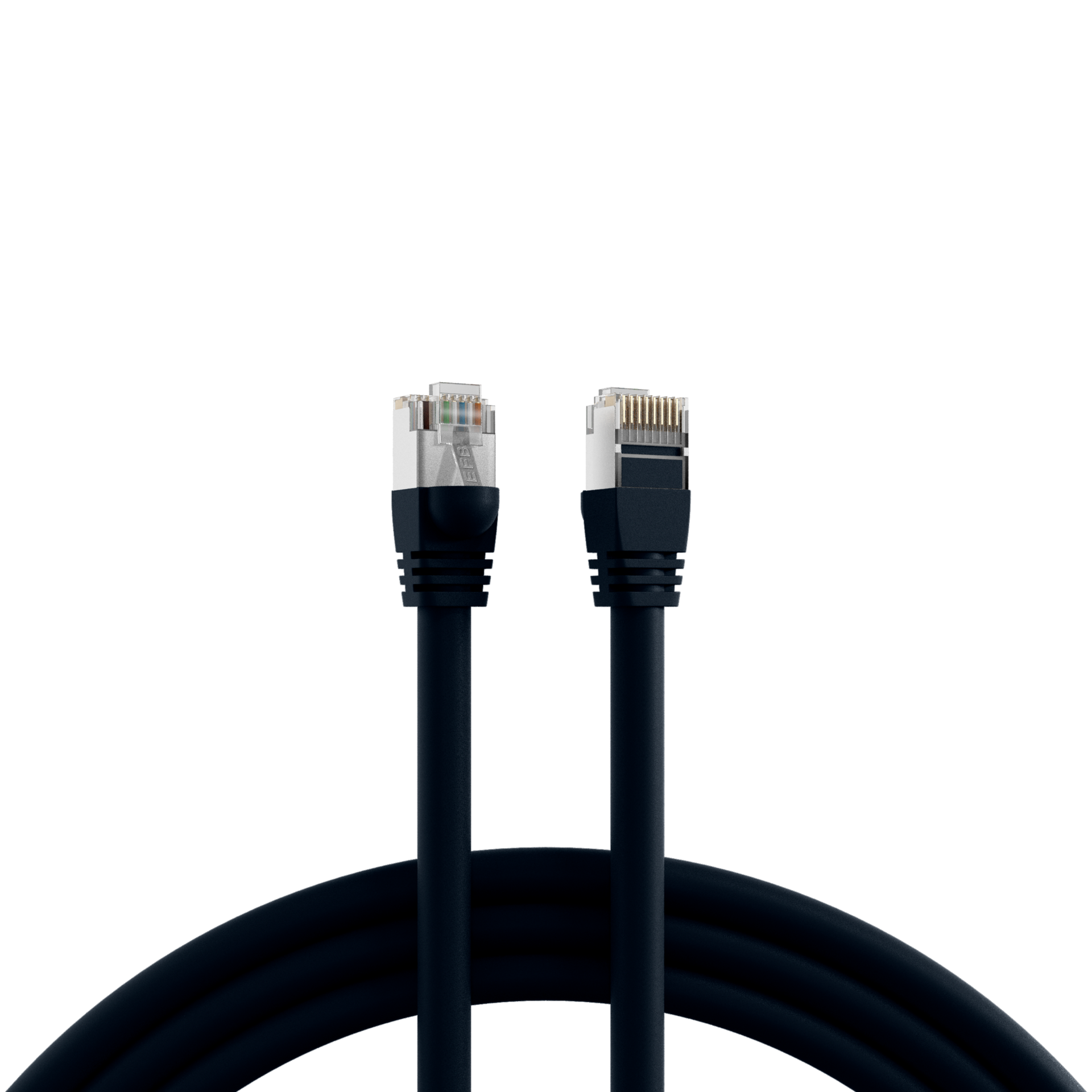 RJ45 Patchkabel S/FTP, Cat.6, PVC, kurze Tülle, UL, 1m, schwarz