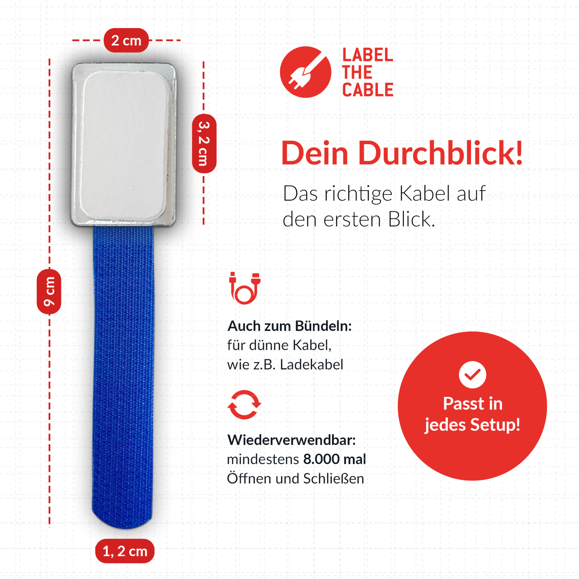 LTC MINI TAGS Kleine Klettkabelbinder m. Beschriftungstafeln 10 Stk Set ge/bl/rt