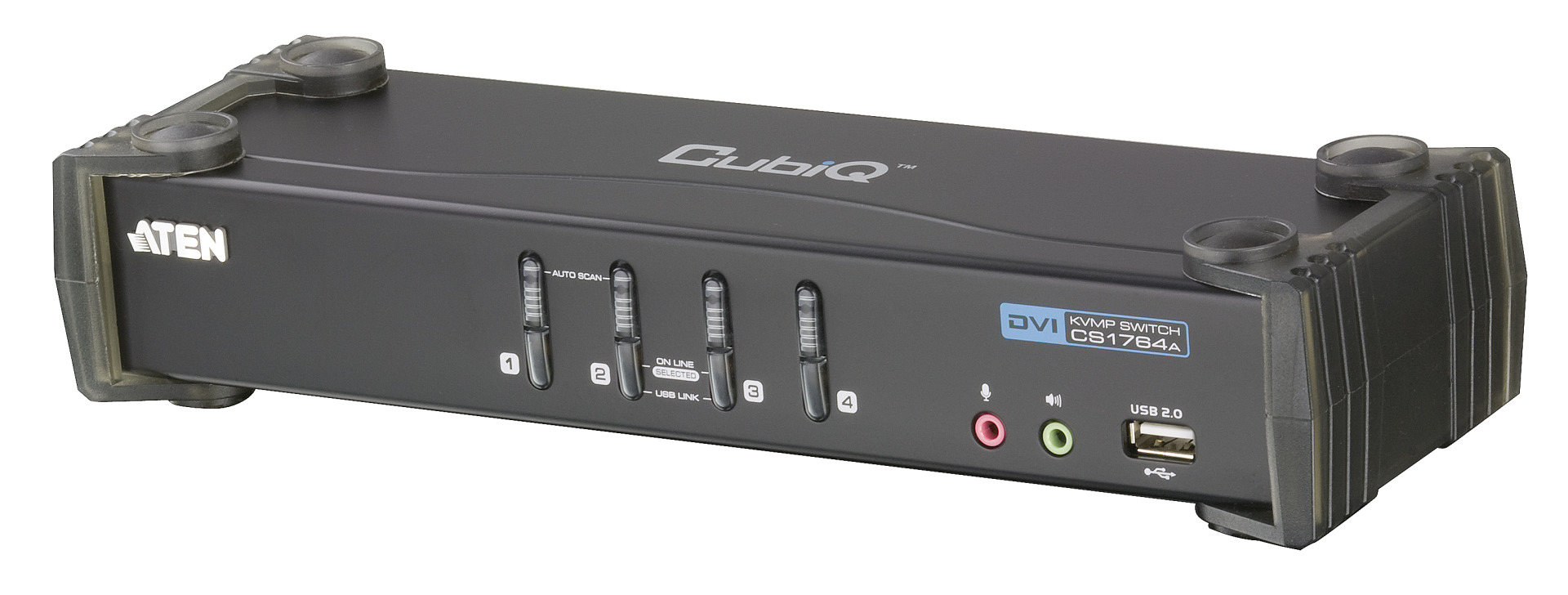 4-Port KVM USB-DVI-Audio-USB 2.0 Hub inkl. Kabelset 4x1,8m
