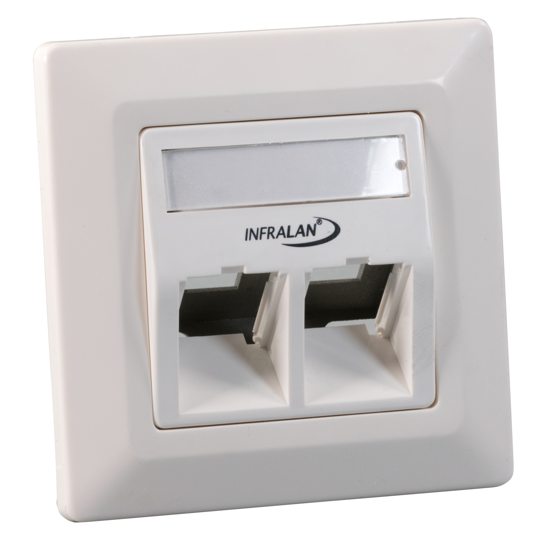 INFRALAN® 2-Port Rahmenset LWL, RAL9010,für 2xSC-Simplex / 2xLC-Duplex