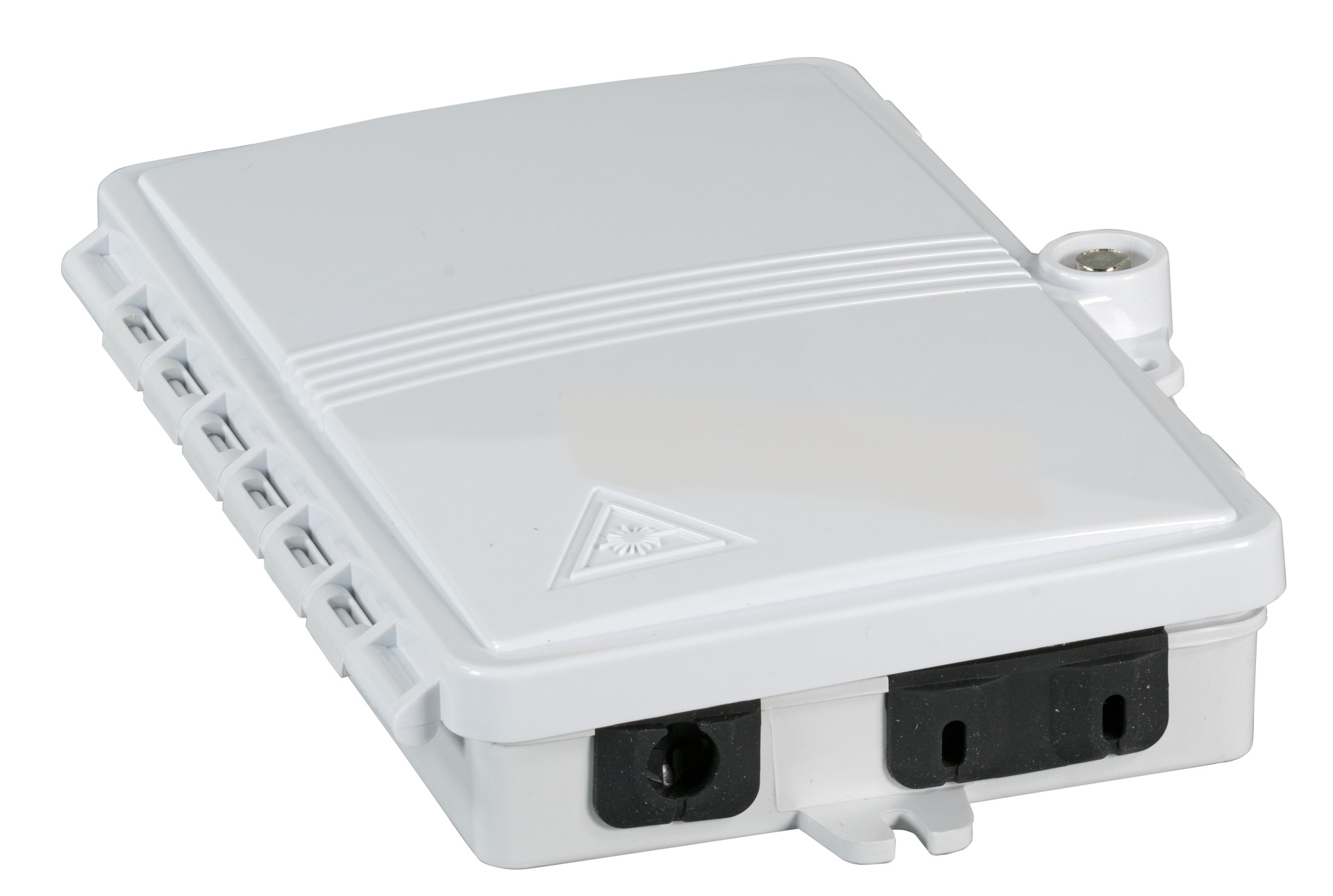 FTTH IP65 Anschlussbox für 4Fasern, 2Kupplungen und Faserüberlängenaufnahme