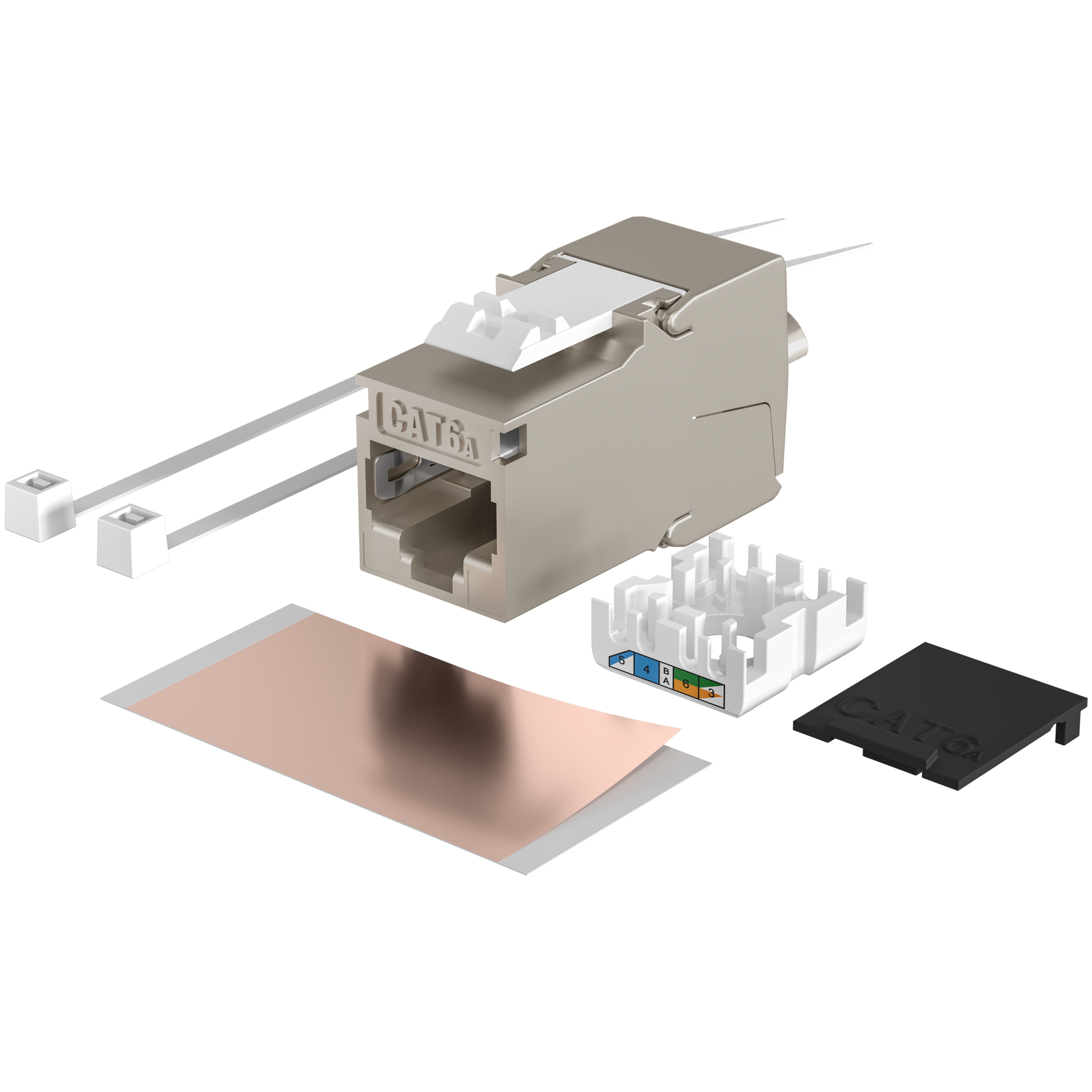 RJ45 Keystone Slimline, Cat.6A, silber,,