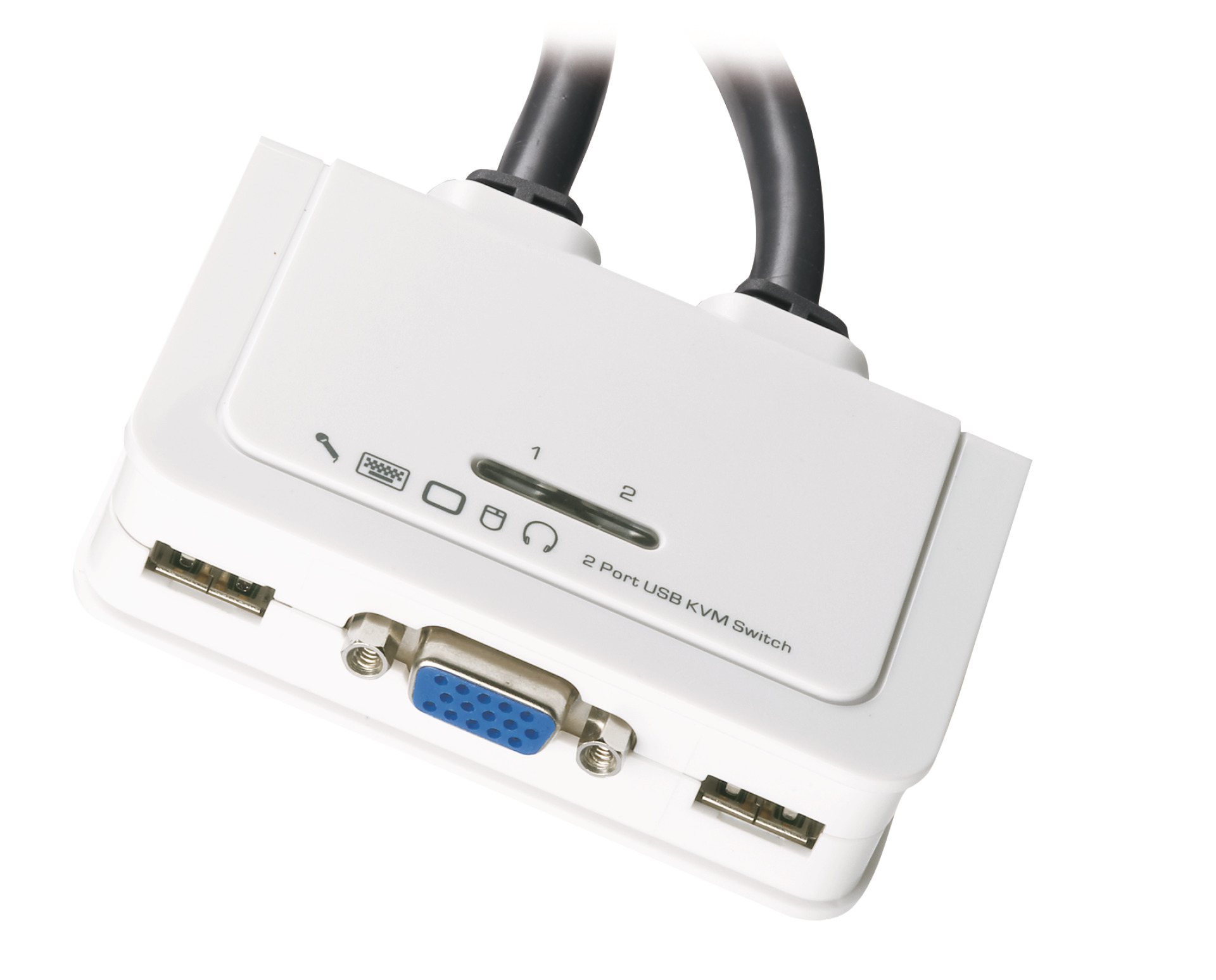 2-Port KVM VGA-USB-Audio mit Kabelsätzen,2x0,9 m