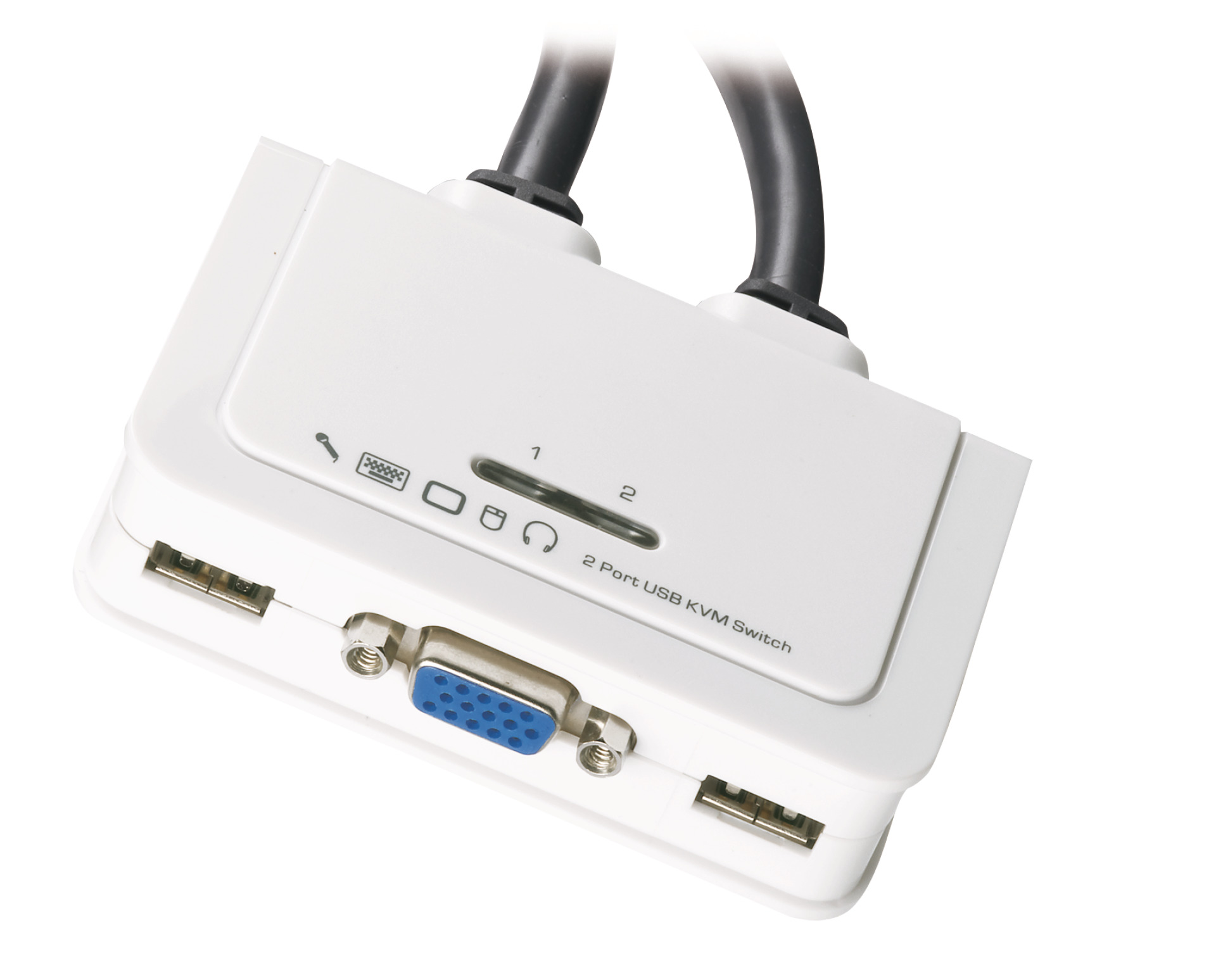 2-Port KVM VGA-USB-Audio mit Kabelsätzen, 2x0,9 m