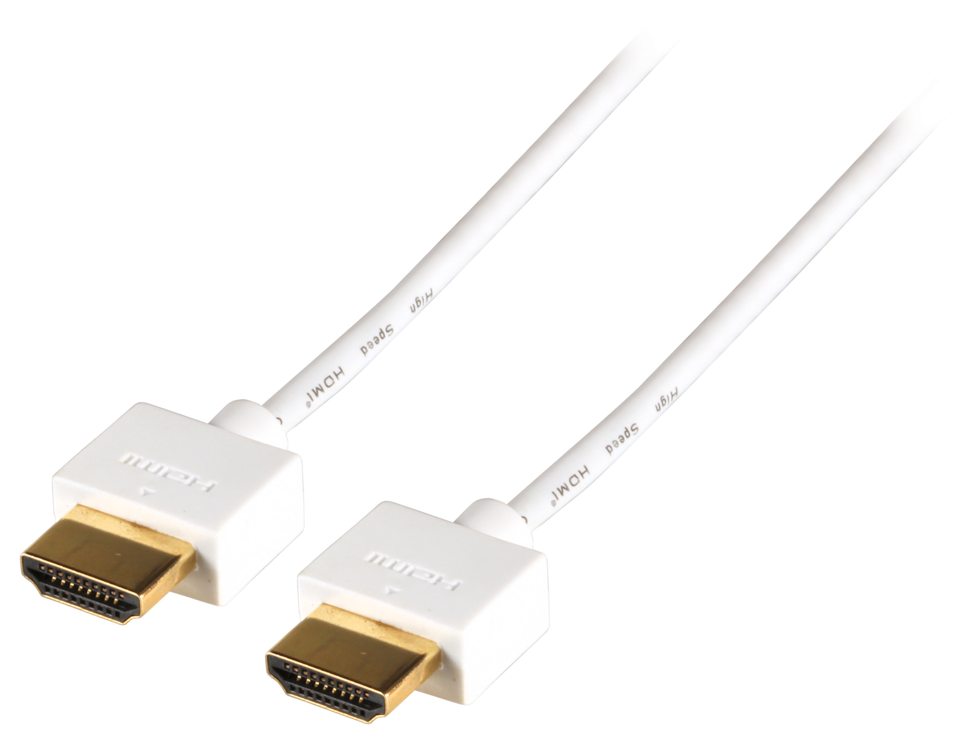 HDMI™ Anschlusskabel mit Eth., Slim Wire, A-A, St.-St., 2,0m weiß