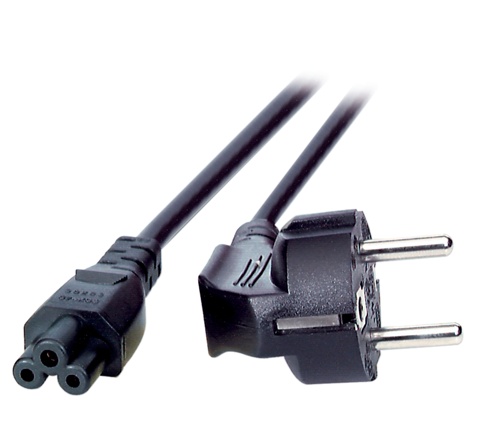 Power Cable CEE7/7 90° - C5 180°, Black, 5.0 m, 3 x 0.75 mm²