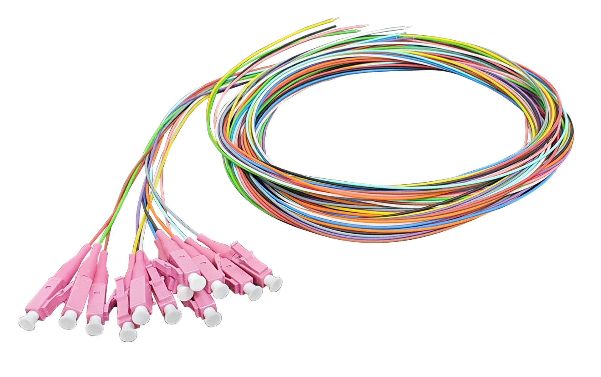 Faserpigtail LC 50/125µ OM4, 12-farbiger Satz, 2m
